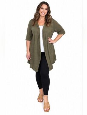 Catherines NWT Women's Plus Size Olive Green Wrap Cover Up Modal Cotton 2X